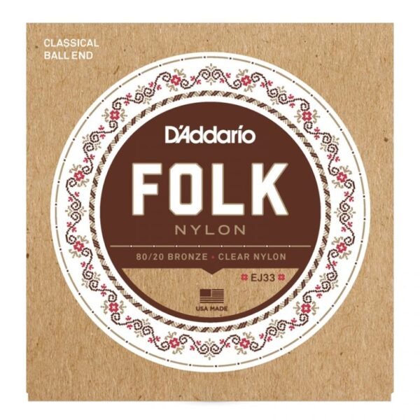 D’Addario EJ32C Folk Nylon Ball End Silver Plated Wrap