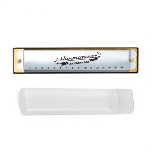 Creative 16 Hole Metal Harmonica with Case