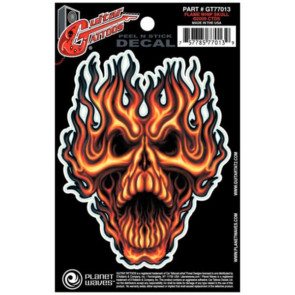 Planet Waves GT77013 Guitar Tattoo – Flame Whip Skull