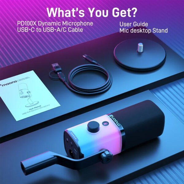 Maono PD100X RGB USB/XLR Dynamic Gaming Microphone - Image 2