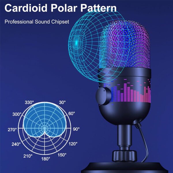USB Condenser Microphone RGB (Plug & Play) - Image 2