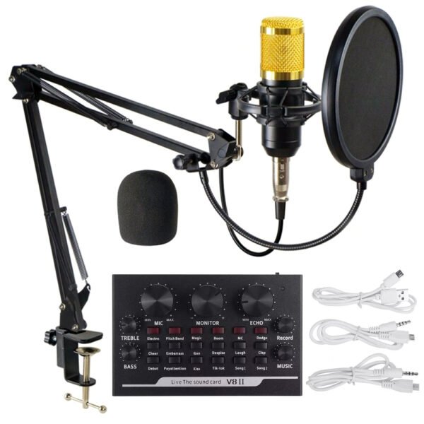 BM800 Condenser Mic with V8II Live USB Mixer Sound Card