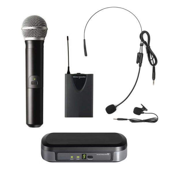 Wireless 3-in-1 Microphone System with Handheld, Lapel & Head Gear Mic