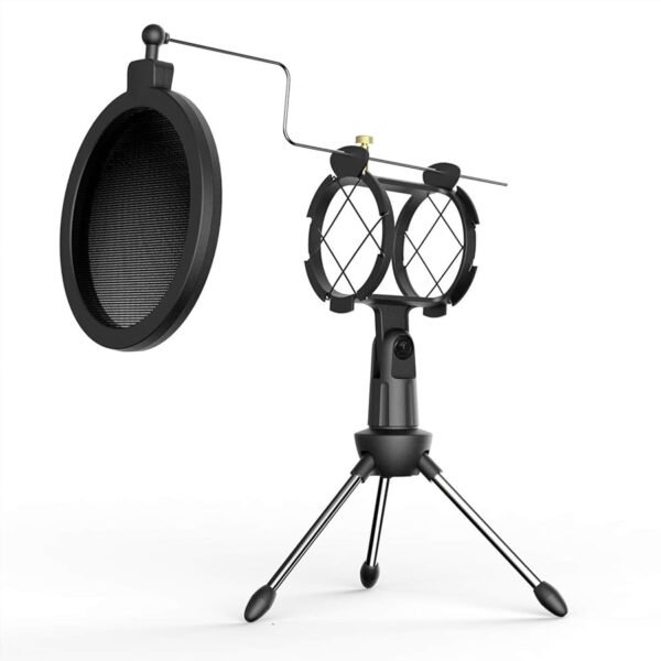 Microphone Table Stand with Shock Mount & Pop Filter 3-in-1