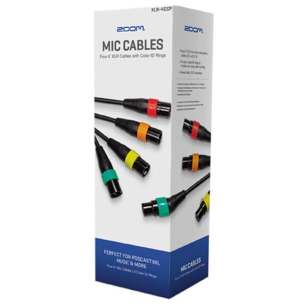 Zoom XLR-4c/CP Four 8’ XLR Cables with Color ID Rings