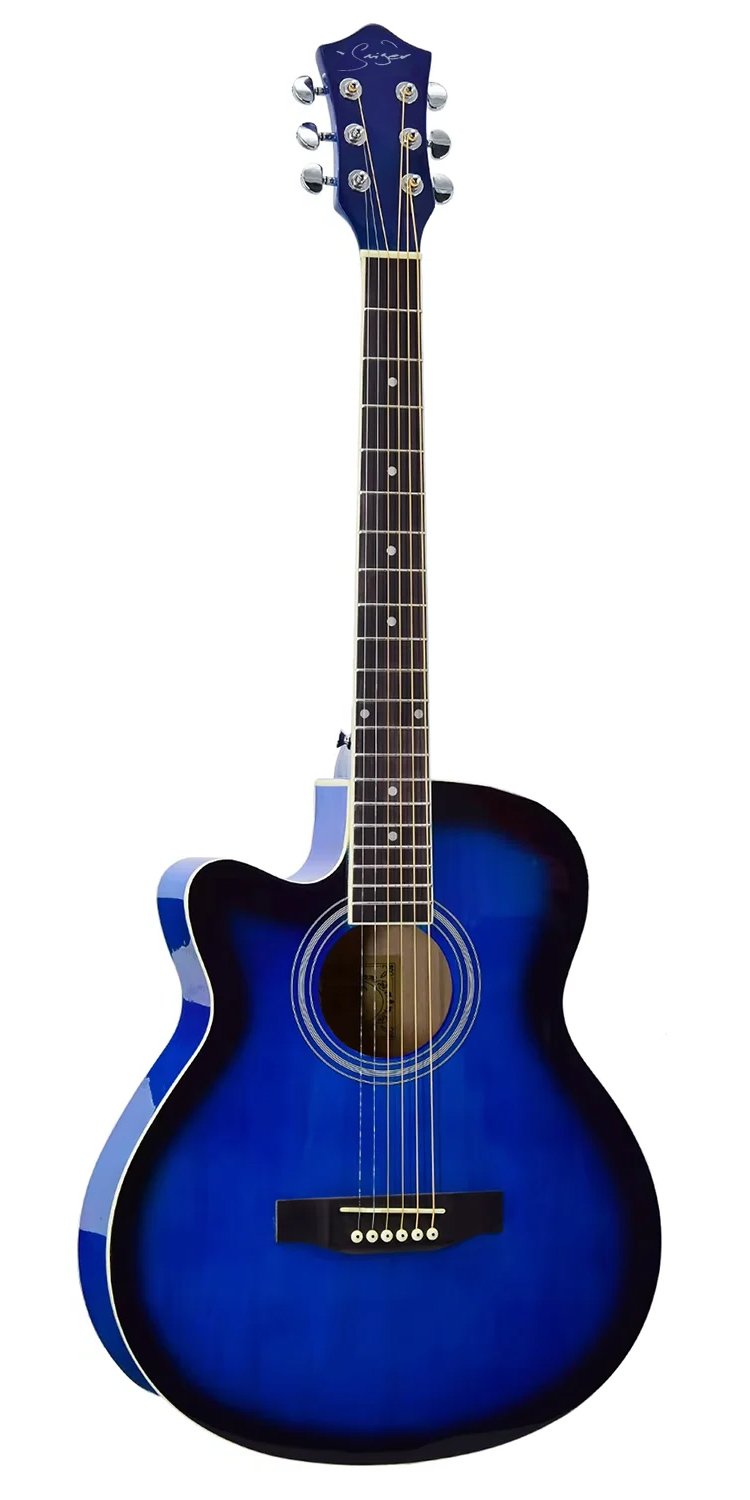 Acoustic Guitar Concert Cutaway - Blue - Left Handed